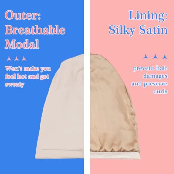 Satin Silk Bonnet Hair Wrap Adjustable Slouchy Sleep Cap Night Cap - Picture 5 of 7
